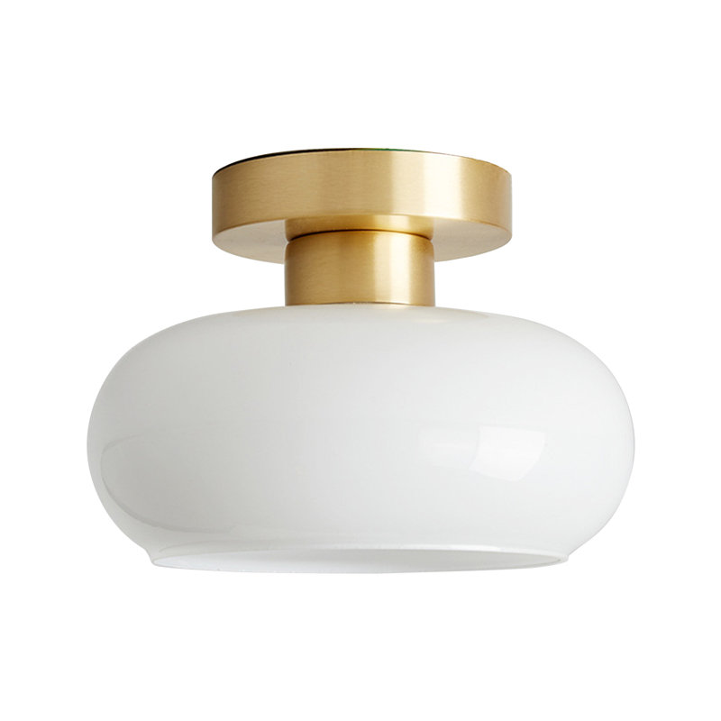 Plafonnier semi-encastré en verre blanc, H 11,02 po x l 15,74 po x P 15,74 po