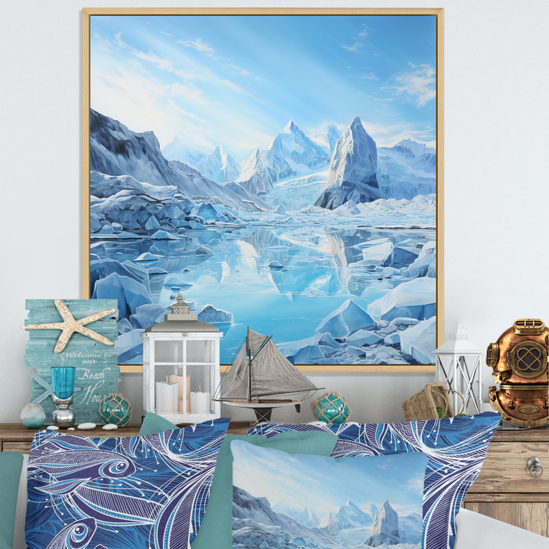 «Glacier Winter Scenery In Greenland», reproduction sur toile, Cadre naturel flottant, H 36 po x l 36 po x P 1,5 po