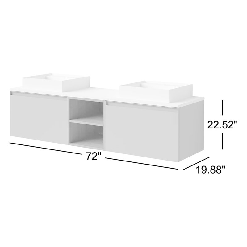 Manarola 72" W Single Wall-Mounted Vanity