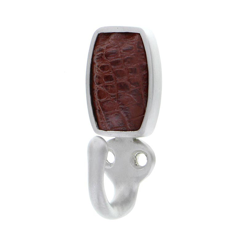 Equestre Wall Hook, Brown, Satin Nickel