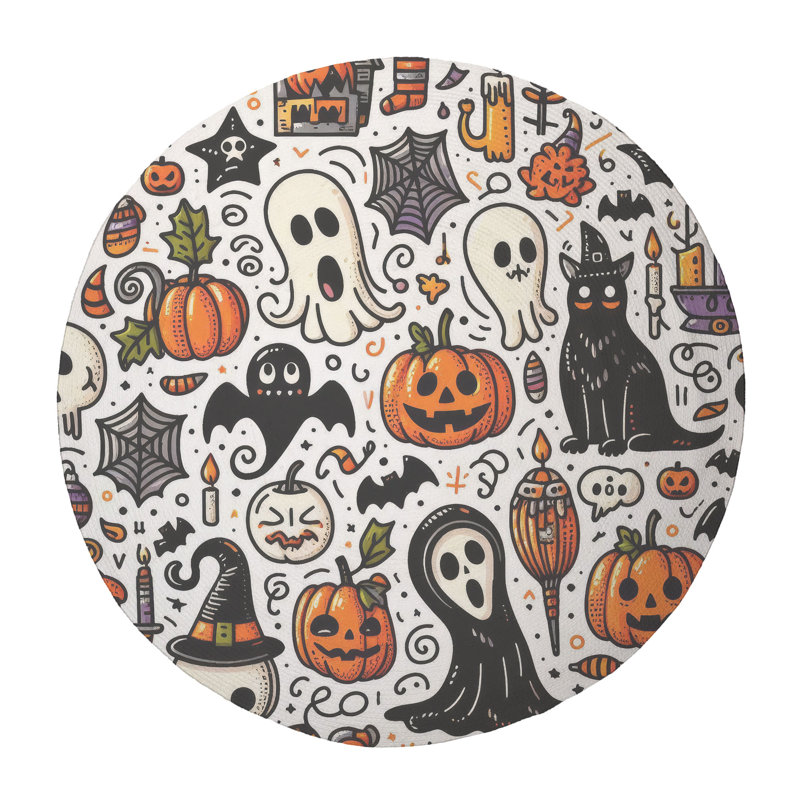 Tapis tressé Boo-torable Fun, Rond 5 pi
