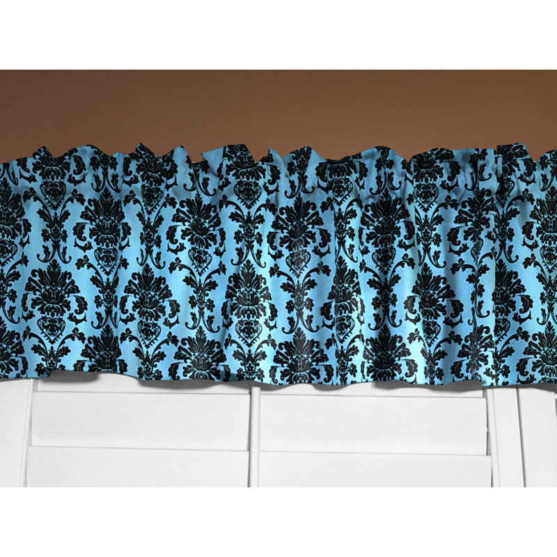 Cantonnière florale en damas 58 po, Turquoise, L 58 po x L 16 po