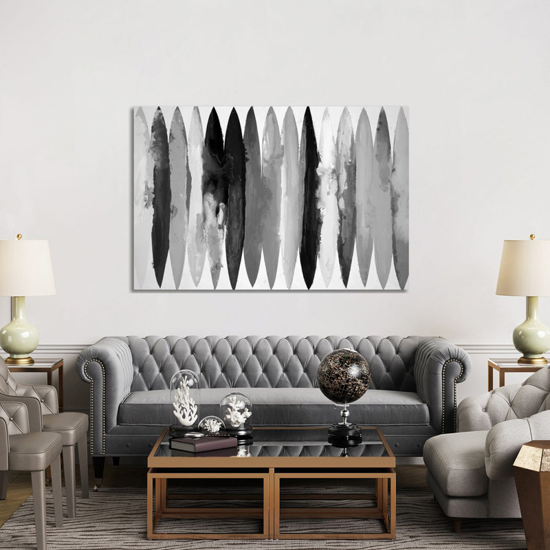 Équilibre - noir et blanc 6 pièces, H 40 po x l 60 po, Toile tendue