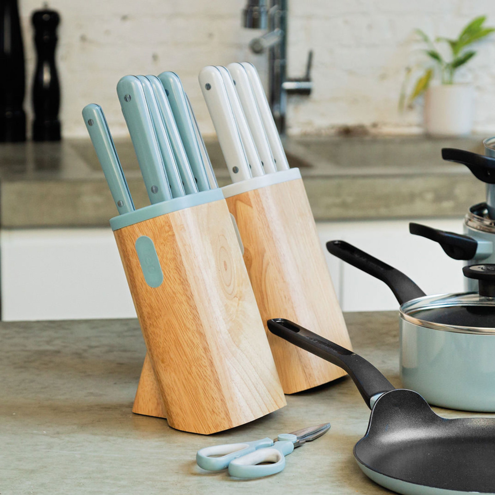 BergHOFF Leo 7-Piece Knife Block Set, Teal