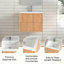 Ensemble de meuble-lavabo mural 24 po en bois massif avec 2 tiroirs de rangement en résine