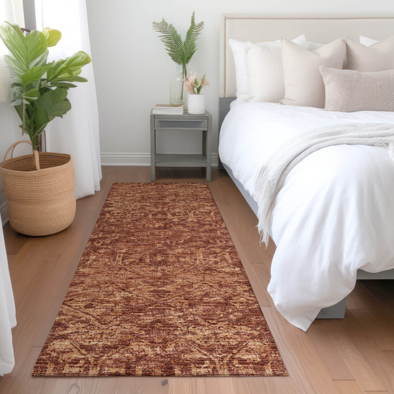 Premium Machine Washable Mayfield AMF40 Oriental Rug, Clay, 2'3" x 7'6" Runner
