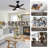 36.6'' Black Ceiling Fan With Remote Control And Light Kit