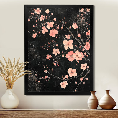 Cherry Blossom Midnight Blooms II - Floral Canvas Art Print
