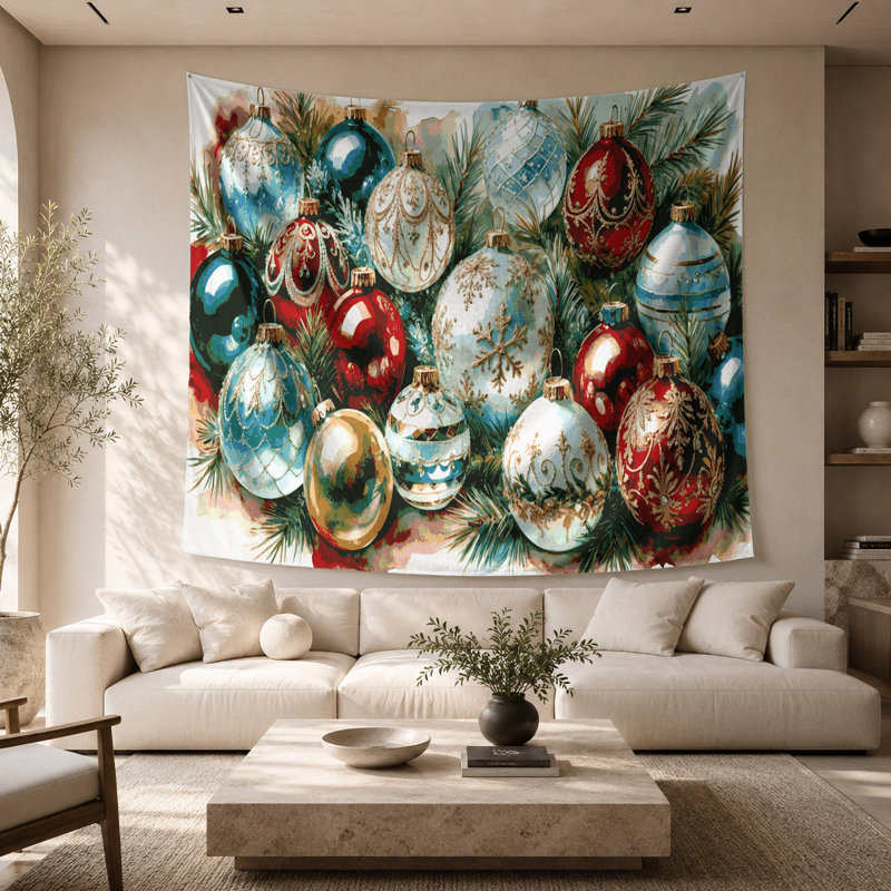 Tapisserie murale de la collection Vintage Christmas, 68 po x 80 po