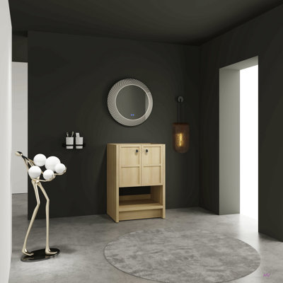 24" Freestanding Bathroom Vanity, 2-Soft Closing Door, Plywood (Excluding Sink)