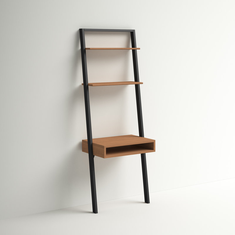 Alanood Solid Wood Leaning / Ladder Desk, Natural/Charcoal