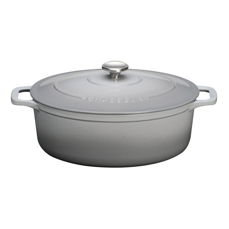French Home Non-Stick Oval Dutch Oven, Celestial Gray, 5.3 qt