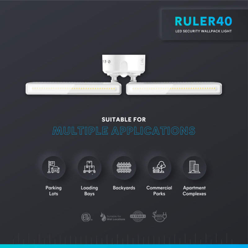 LED Thin Flood Light - 4000 Lumen - 5 CCT Selectable 2700K-5000K, White
