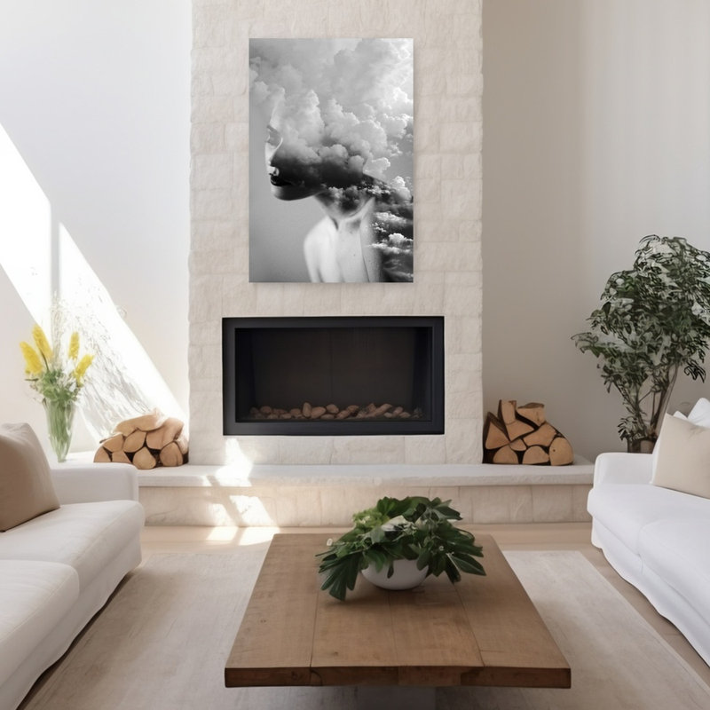 Art urbain contemporain abstrait nuageux, H 48 po x l 32 po
