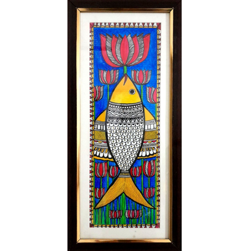 Poisson attrayant avec lotus | Papier fait à la main | Par Neena Kumari