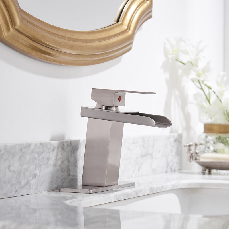 Single-Hole Single-handle Bathroom Faucet with Drain Assembly, Brushed Nickel