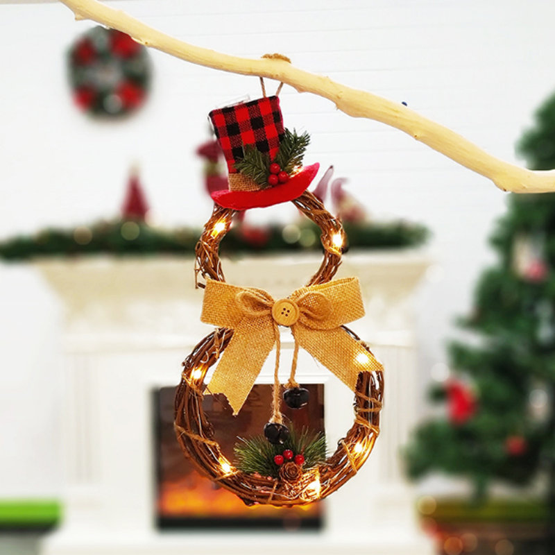 Christmas Lighted Decoration with Hat Wreath Garland Christmas Decor