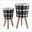 S / 2 DÉCORSEUR DE DIAMANT 10/12 "AVEC PIEDS EN BOIS, NOIR (KD)