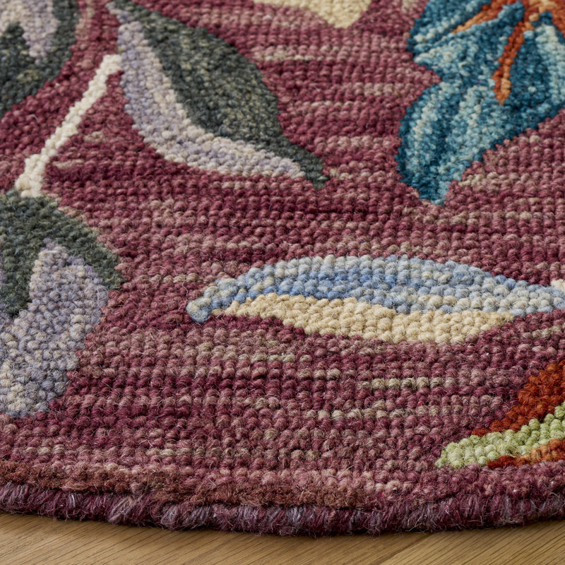 Jardin Hand Tufted Wool; Cotton Floral Indoor Rug, Round 6'