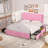 Auxter Full Size Upholstered Bed Frame with 4 Storage Drawers and Storage Wingback Headboard, Velvet Full Platform Storage Bedframe, Mattress Foundation with Wooden Slats Support, No Box Spring Needed, Pink-402897218-402897216