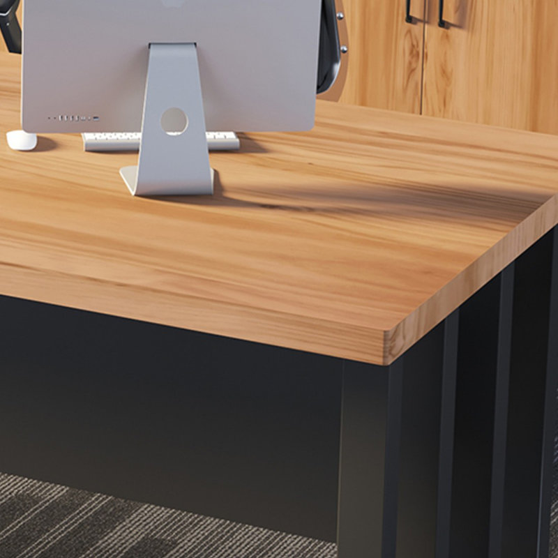 Burlywood + bureau rectangulaire en bois massif noir + fer, H 29,53 po x l 94,49 po x P 47,24 po