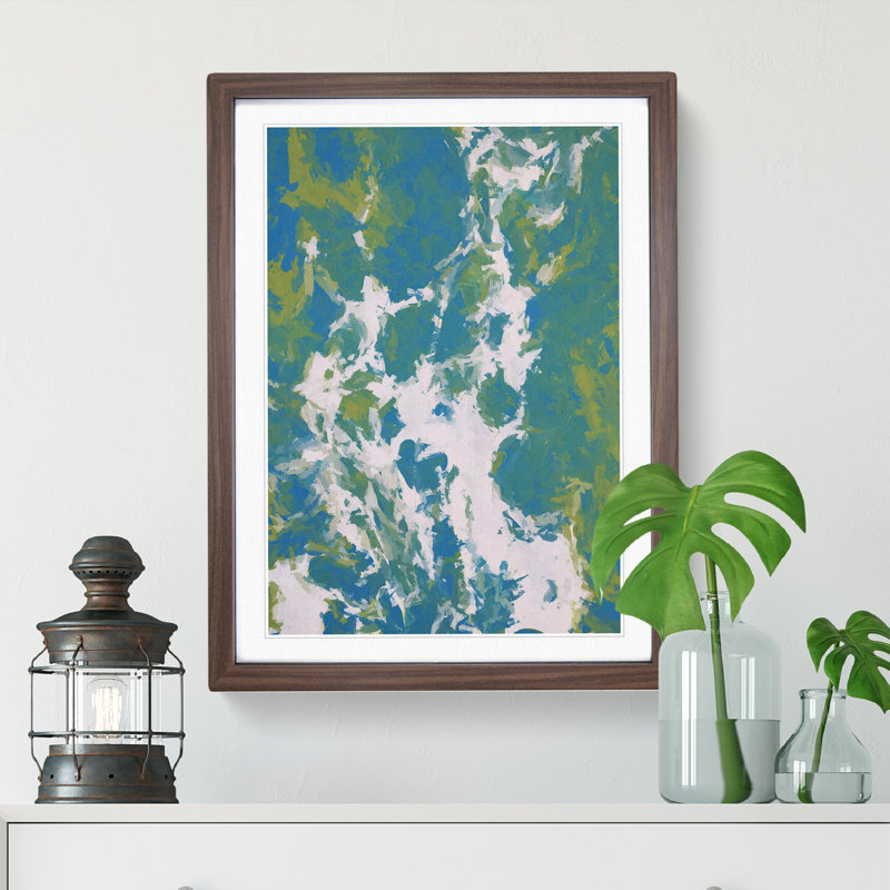 Chasing Eternity Abstract - Wall Art, 36cm H x 27cm W x 2cm D, Walnut Framed, White