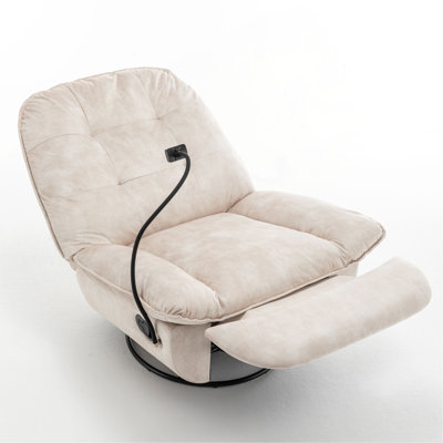 Recliner, Reclining Lazy Chair, Mobile Phone Holder, Large And Comfortable Reading Chair, Swivel Gliding Rocking Chair, Gold-Stamped Velvet