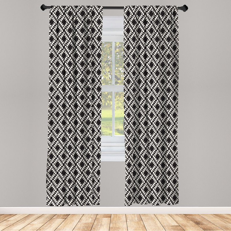 Wrought Studio™ Geometric Curtains, Triangular Design, Pair of 28"x84", Charcoal Grey Eggshell, L 28 po x L 63 po
