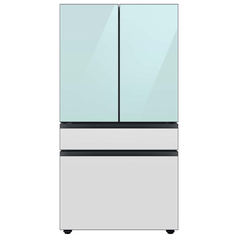 Samsung Bespoke 29 cu. ft. Smart 4-Door Refrigerator with Beverage Center and Custom Panels Included, White Glass
