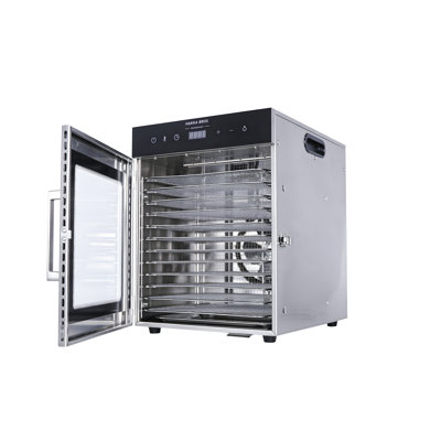 Déshydrateur d'aliments Hakka Bros 800 W à 12 plateaux, zone de séchage de 10,7 pieds carrés, température réglable de 86 à 194 ℉, minuterie de 24 heures, porte en verre pour fruits, saccades, légumes, herbes et gâteries pour animaux de compagnie