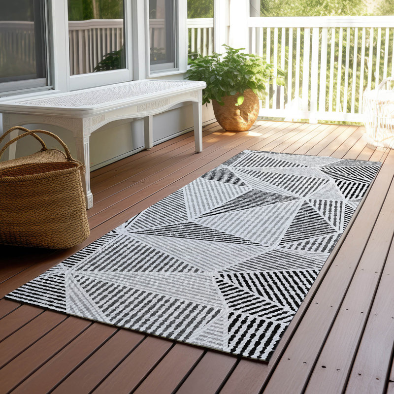 Tapis intérieur / extérieur en polyester tissé à la machine Itzayana, Tapis de couloir 2 pi 3 po x 7 pi 6 po
