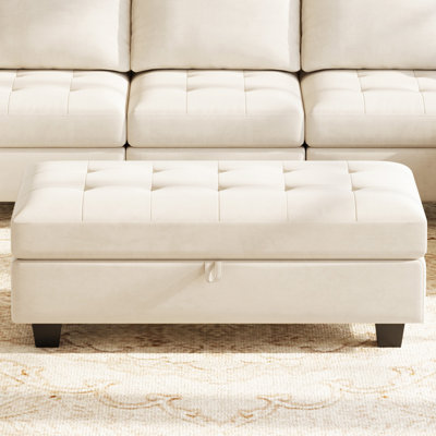 Skerl 46.9'' Long Upholstered Flip Top Storage Bench Storage Ottoman Seat Footstool