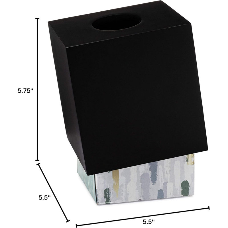 Matte Black Collection Square Tissue Box Cover