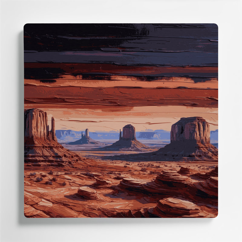 «Southwestern Patterns Horizon Layers 215», art mural en métal brun, H 12 po x l 12 po