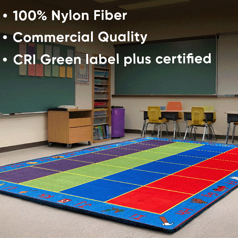 Tapis arc-en-ciel KidCarpet ABC avec 24 sièges, 7 pi 6 po x 12 pi, Rectangle 7 pi 6 po x 12 pi