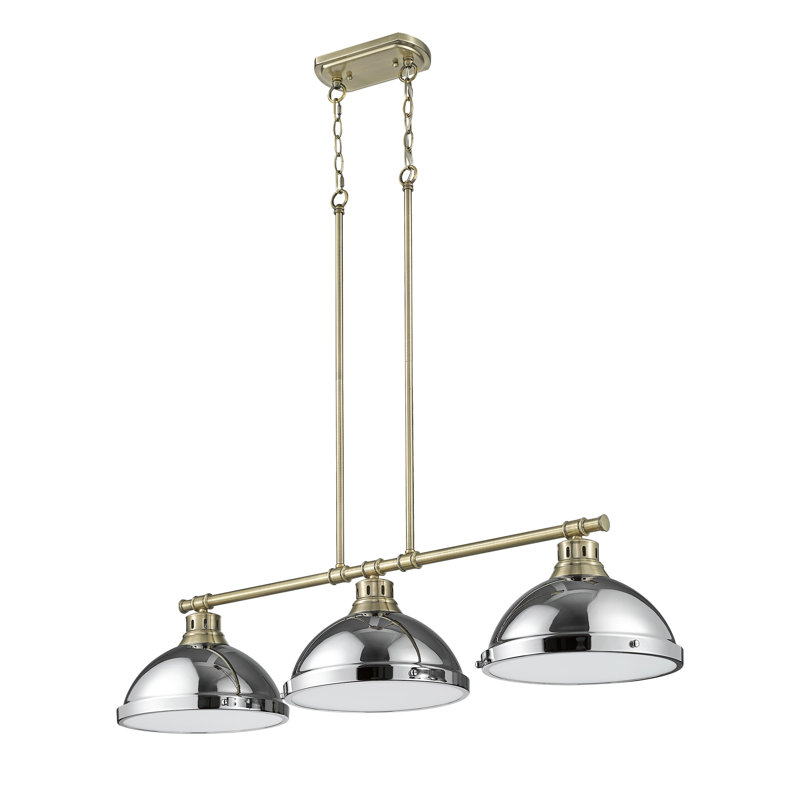 Laramy 3-Light Linear Pendant, Aged Brass, Chrome