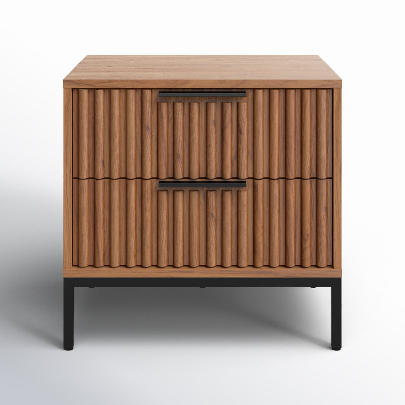 Burgess 2 - Drawer 22.1" Nightstand, Oak/Black