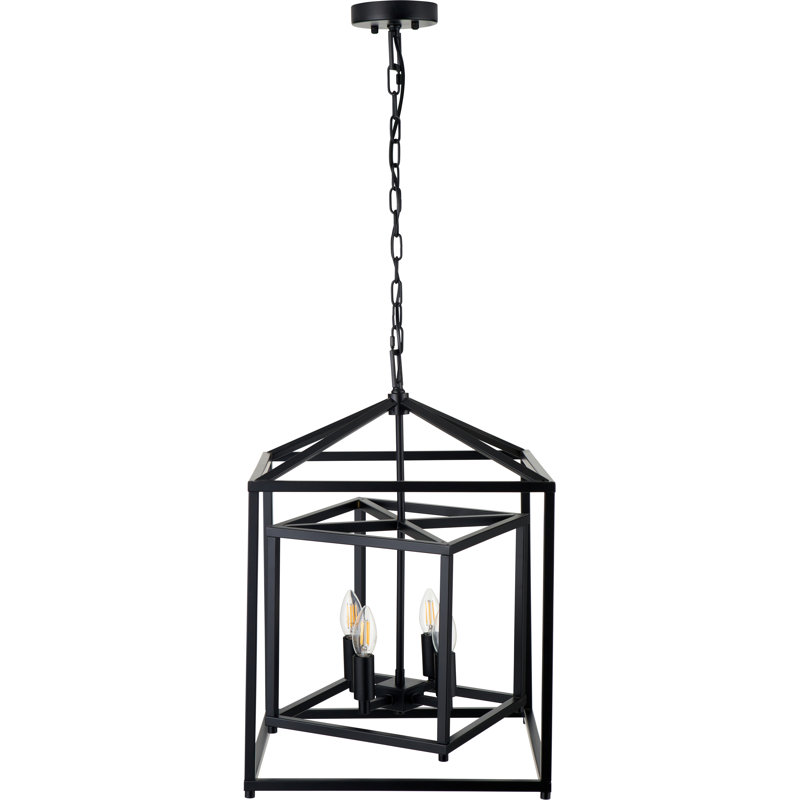 Anis 4-Light Lantern Chandelier, Matte Black