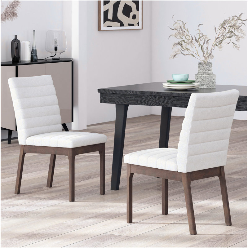 Ensemble de 2 chaises de salle à manger rembourrées de style moderne Mid-Century avec pieds en bois évasés