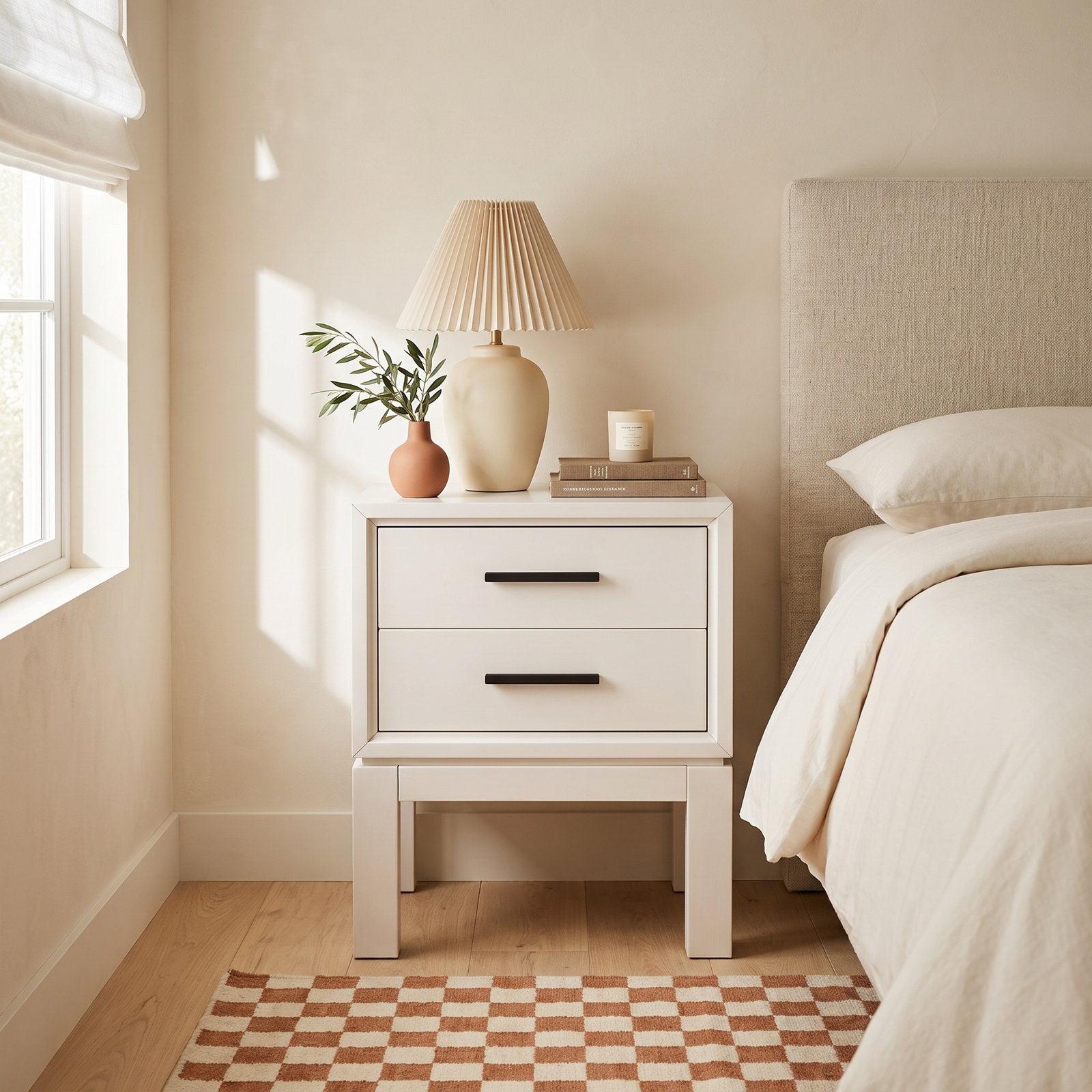 Wrightia Mahogany Nightstand, Chalk White