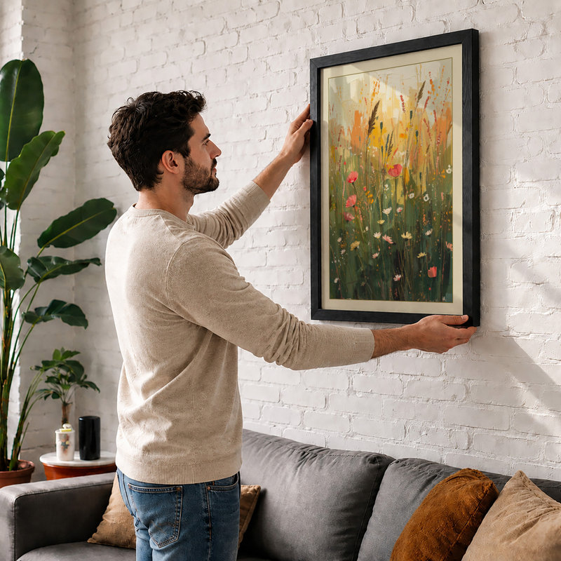 Wildflower Meadow Botanical - Framed Print, Walnut, A3 - 42.0 x 29.7 cm