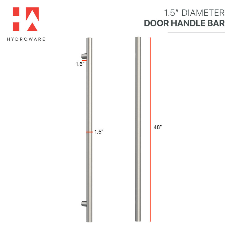 Barre de poignée de porte ronde à tirer / pousser - Acier inoxydable contemporain contemporain à long poignée de porte à tirer en acier inoxydable pour la porte d'entrée de la maison