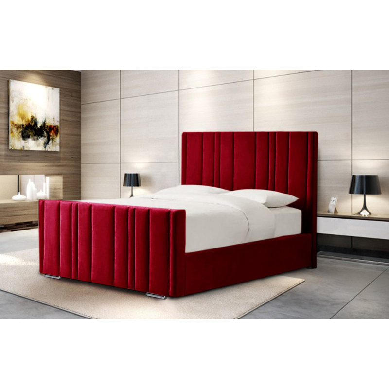 Petersburgh Upholstered Ottoman Storage Bed, Red, Double (4'6)