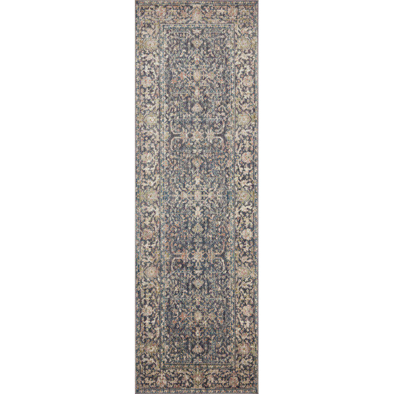 Bradbury Midnight Blue and Multi Synthetic Runner Rug