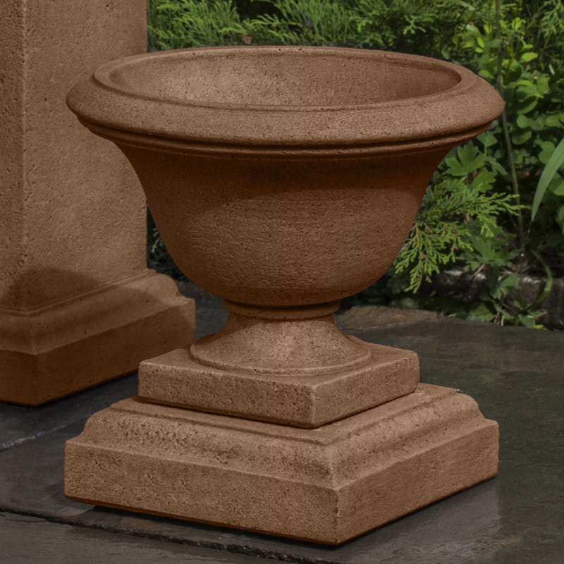 Moreland Urn Planter, Brownstone, 13.5"H x 14"W x 14"D