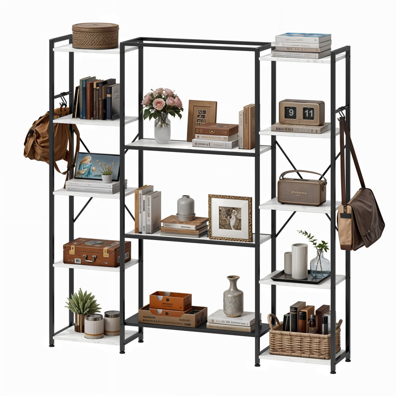 160cm W Metal Standard Bookcase, Black/White