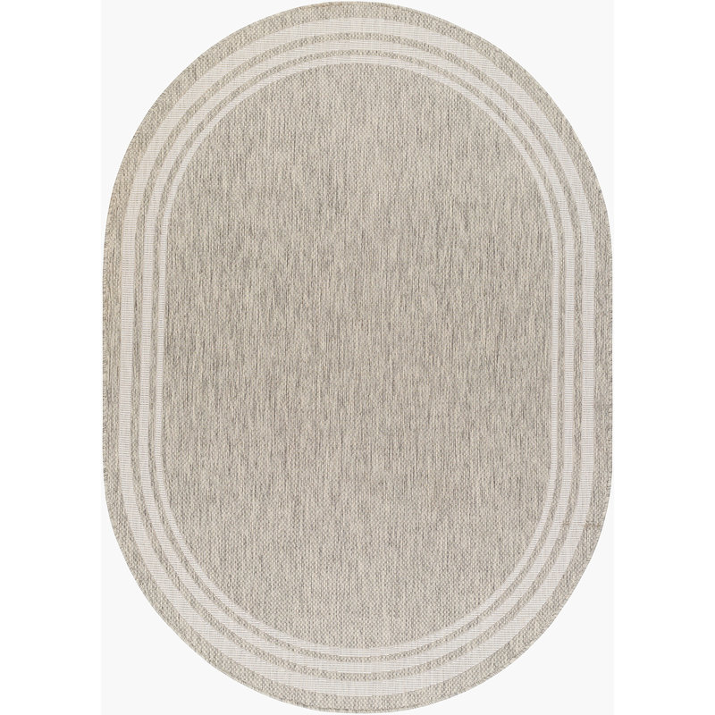 Indoor & Outdoor Traditionnal Boho Light Grey Rug, Oval 160 x 220cm