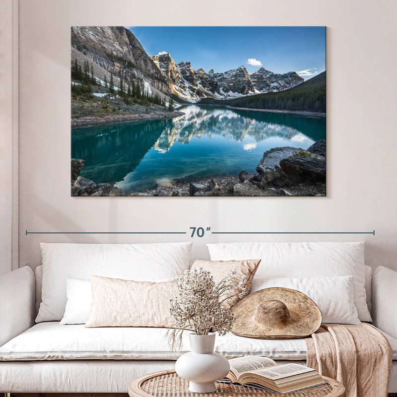 Moraine d'Alvord, eaux turquoise du lac, H 34 po x l 51 po