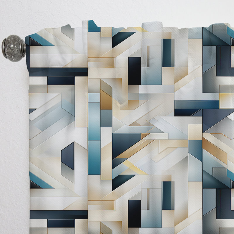 Neutral Grey Tiles Mosaic II - Modern Velvet Curtain - Room Darkening - 1 Panel, 52" W x 90" L
