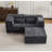 Boneless Compression Mahjong Sofa,Convertible Floor Sofa Bed,DIY Boneless Modular Sectional Sofa,No Assembly Required,Circle Fleece Fabric,Oversized 2 Seater With 1 Ottoman-1065845767
